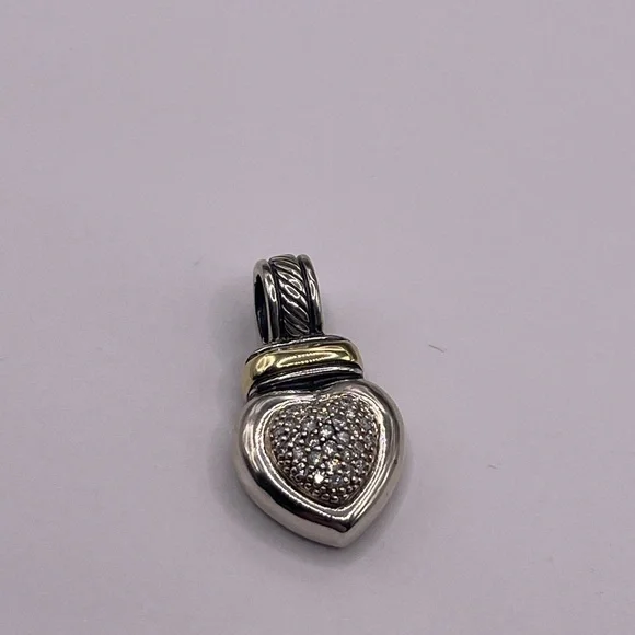 David Yurman 18k Yellow Gold Sterling Silver Heart Pendant - Picture 12 of 12